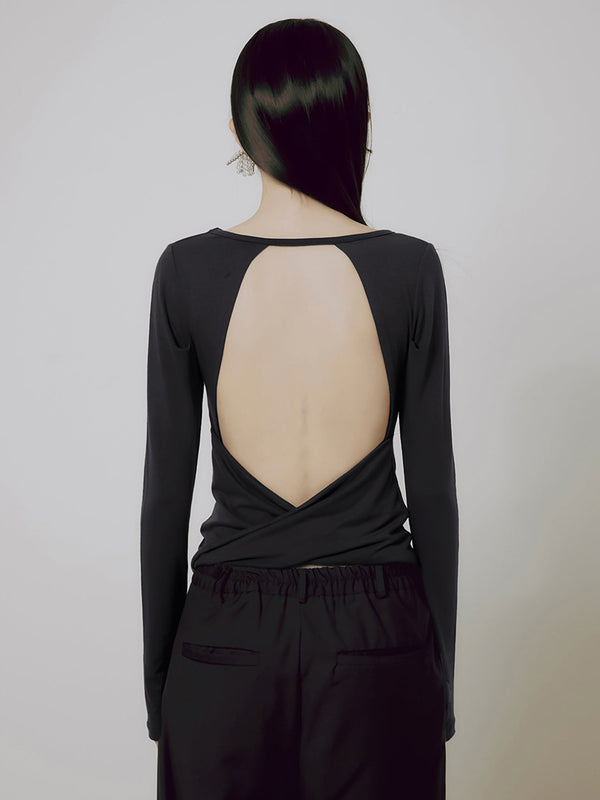 Backless Drape Long Sleeve