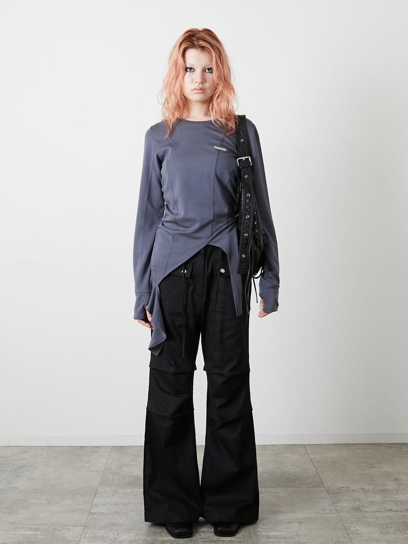 POCKET FLARE PANTS / BLACK