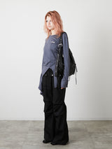 POCKET FLARE PANTS / BLACK