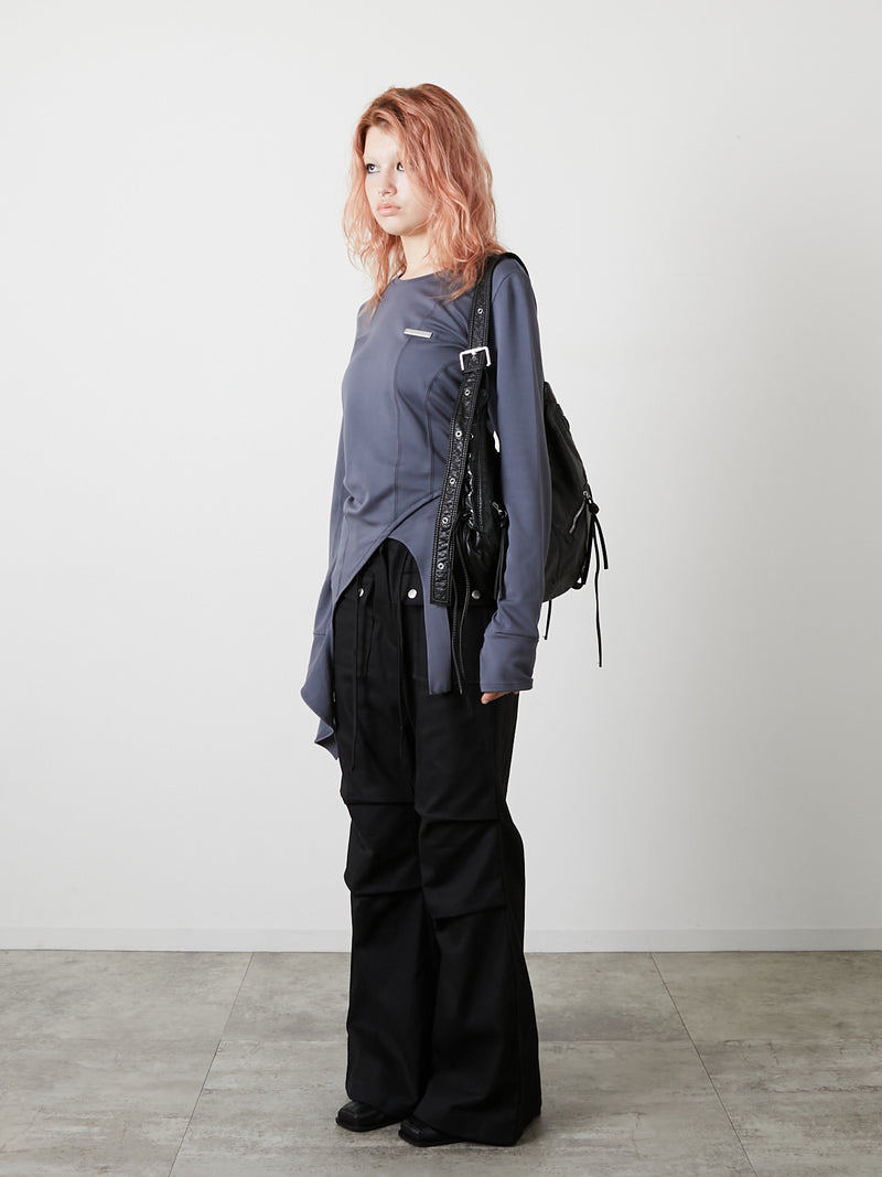 POCKET FLARE PANTS / BLACK