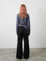 ASYMMETRY FRILL TOPS / CHARCOAL GRAY