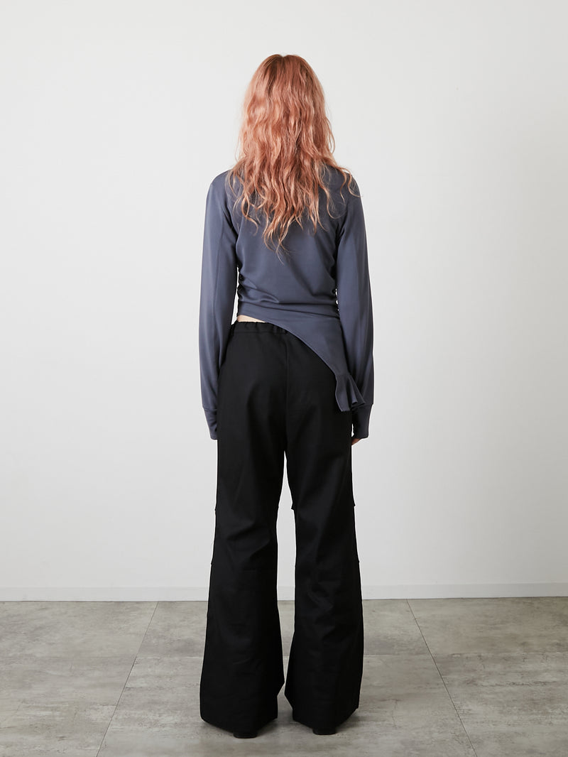 ASYMMETRY FRILL TOPS / CHARCOAL GRAY