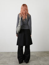 POCKET PLEATS SKIRT / BLACK