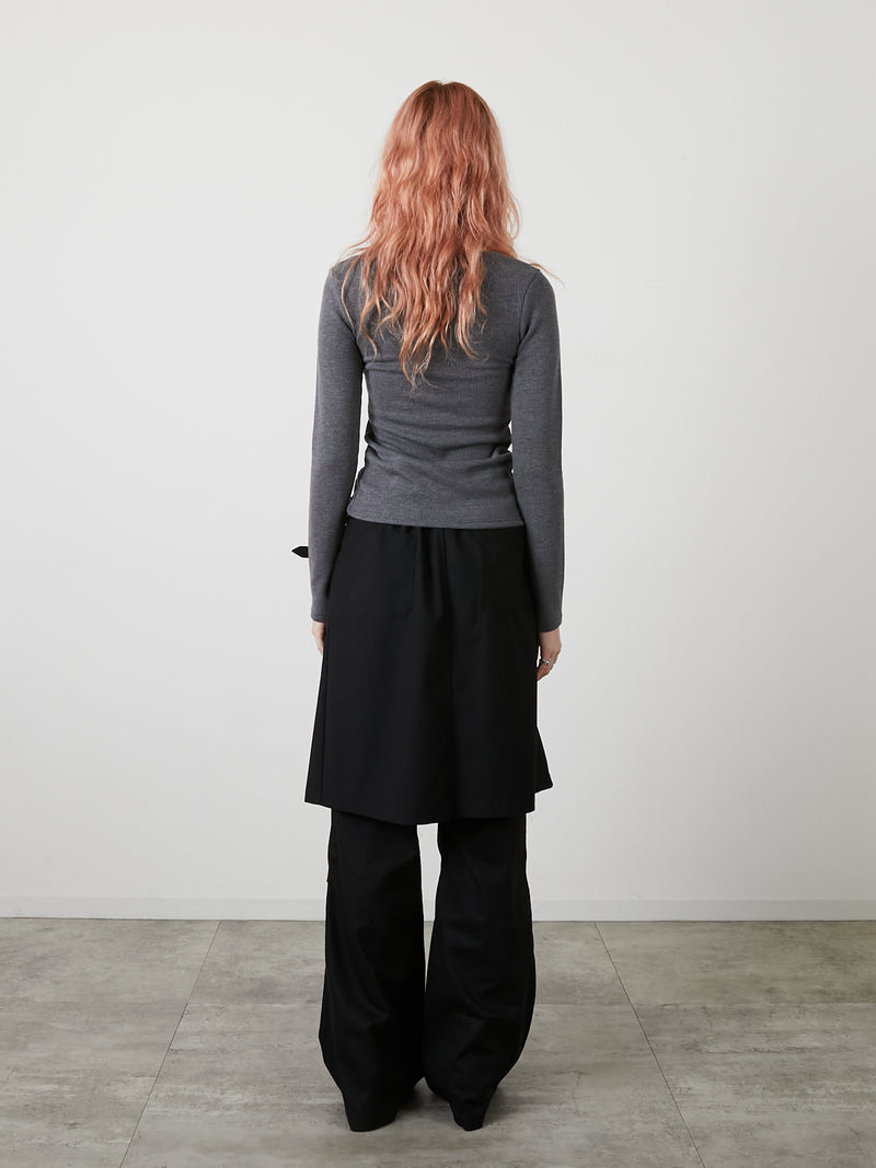 POCKET FLARE PANTS / BLACK