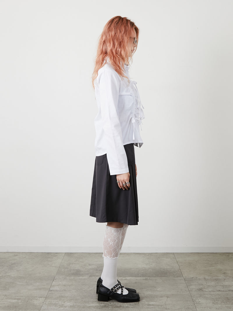 POCKET PLEATS SKIRT / CHARCOAL GRAY
