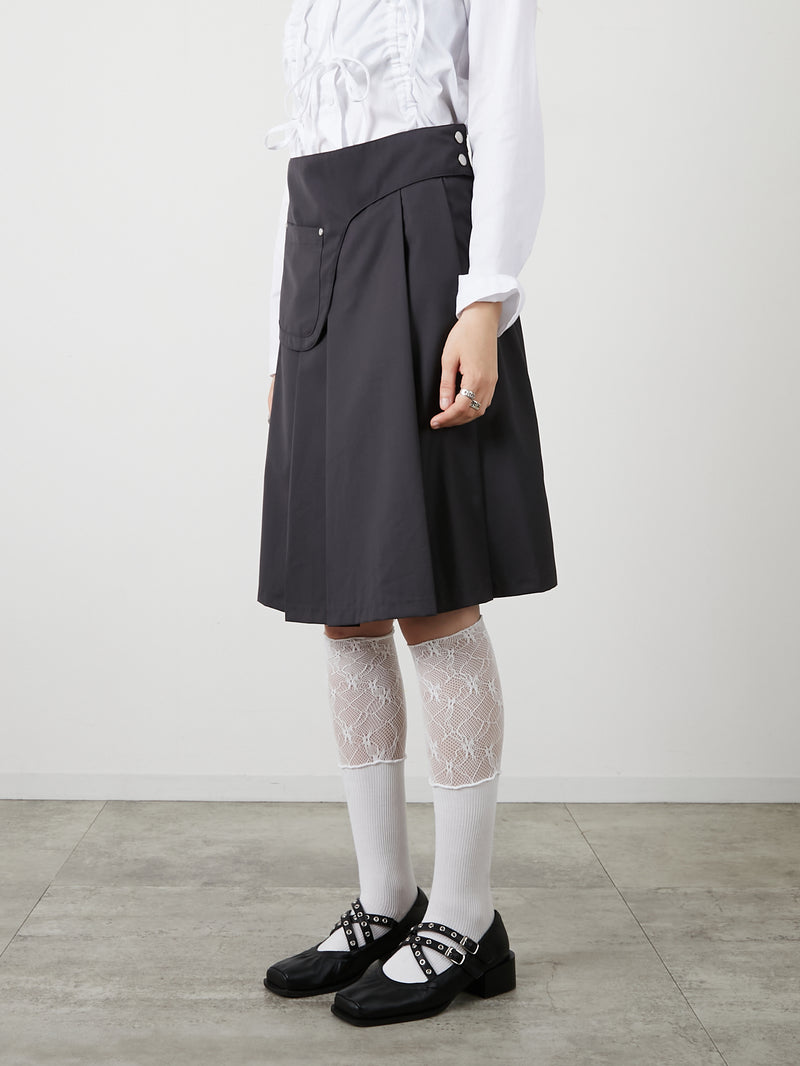 POCKET PLEATS SKIRT / CHARCOAL GRAY