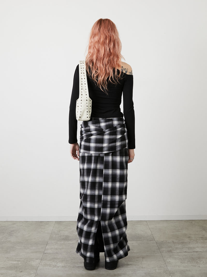 ONE SHOULDER RIBBON TOPS / BLACK