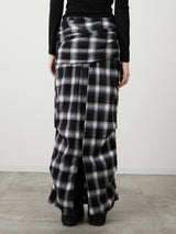 DRAPE LONG SKIRT / CHECK