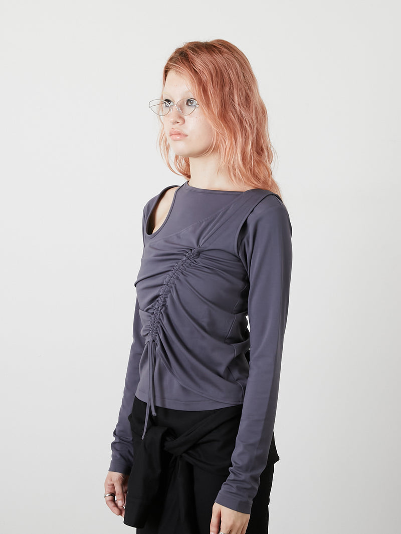 BUSTIER SET TOPS / CHARCOAL GRAY