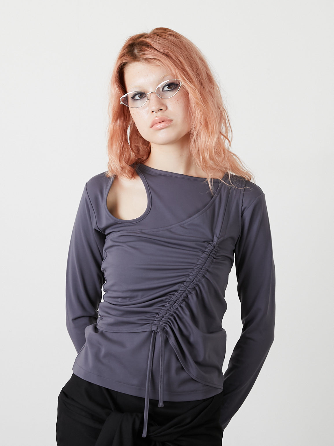 BUSTIER SET TOPS / CHARCOAL GRAY