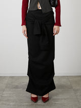DRAPE LONG SKIRT / BLACK