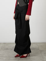 DRAPE LONG SKIRT / BLACK