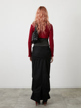 DRAPE LONG SKIRT / BLACK