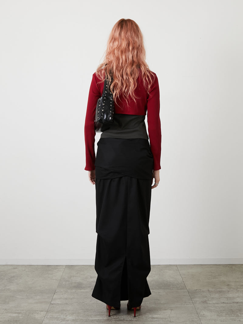 DRAPE LONG SKIRT / BLACK