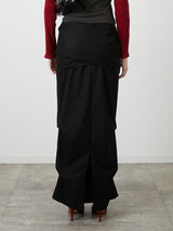 DRAPE LONG SKIRT / BLACK