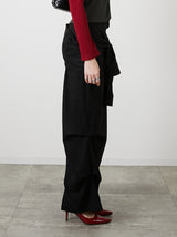 DRAPE LONG SKIRT / BLACK