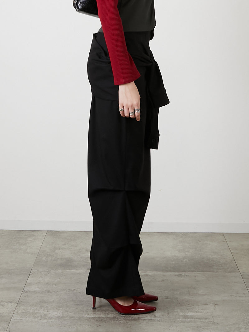 DRAPE LONG SKIRT / BLACK