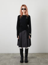 ASYMMETRY FRILL TOPS / BLACK