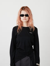 ASYMMETRY FRILL TOPS / BLACK