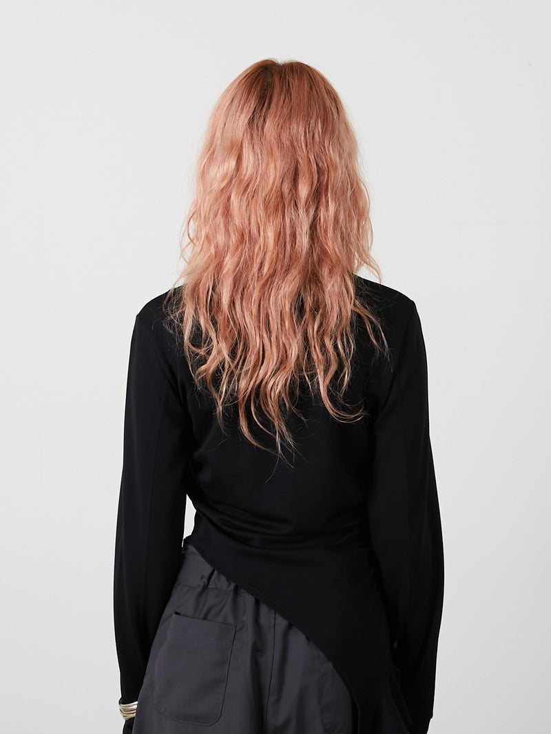 ASYMMETRY FRILL TOPS / BLACK