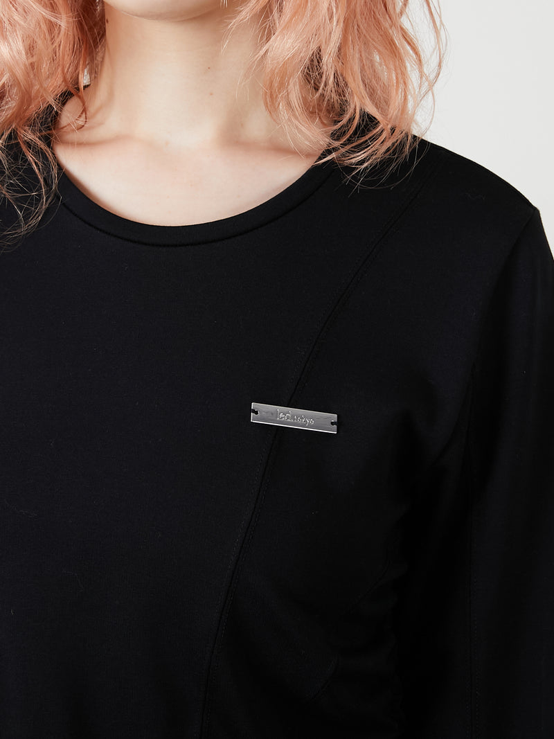 ASYMMETRY FRILL TOPS / BLACK