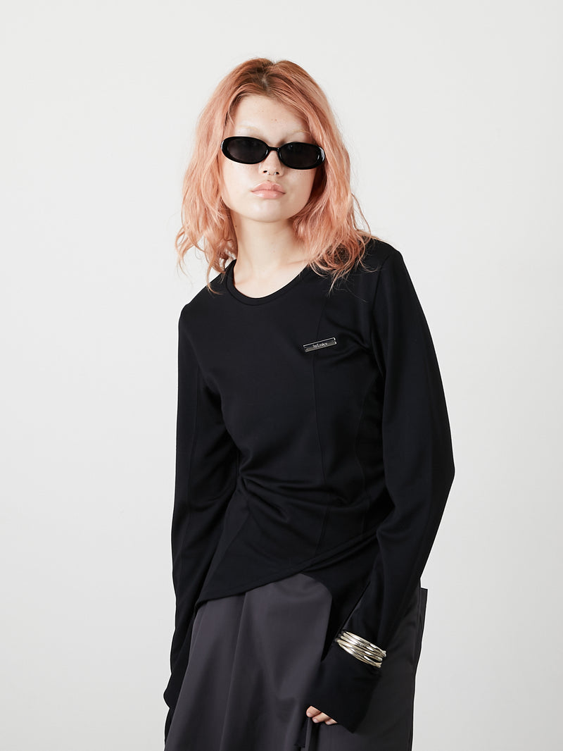 ASYMMETRY FRILL TOPS / BLACK
