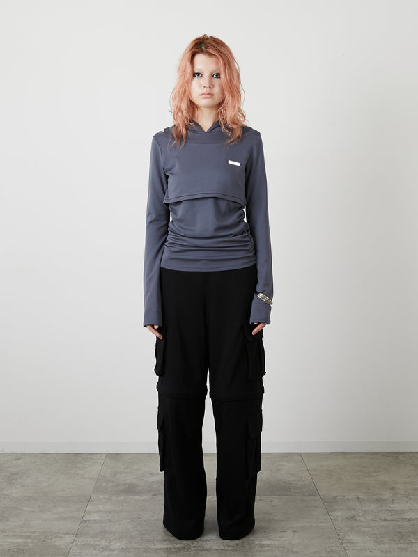 ZIP SWEAT CARGO PANTS / BLACK