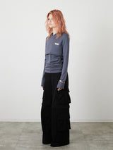 ZIP SWEAT CARGO PANTS / BLACK