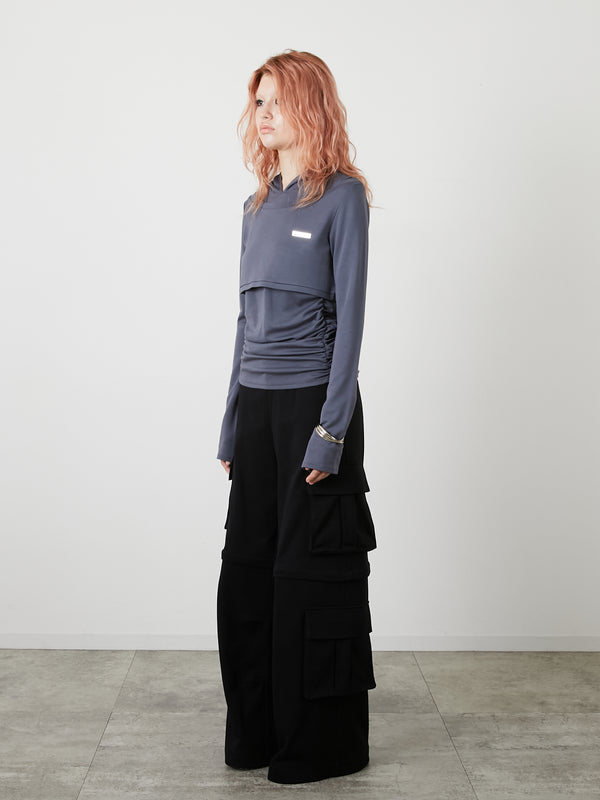 ZIP SWEAT CARGO PANTS / BLACK