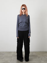 ZIP SWEAT CARGO PANTS / BLACK