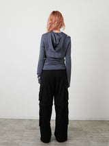 ZIP SWEAT CARGO PANTS / BLACK