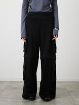ZIP SWEAT CARGO PANTS / BLACK