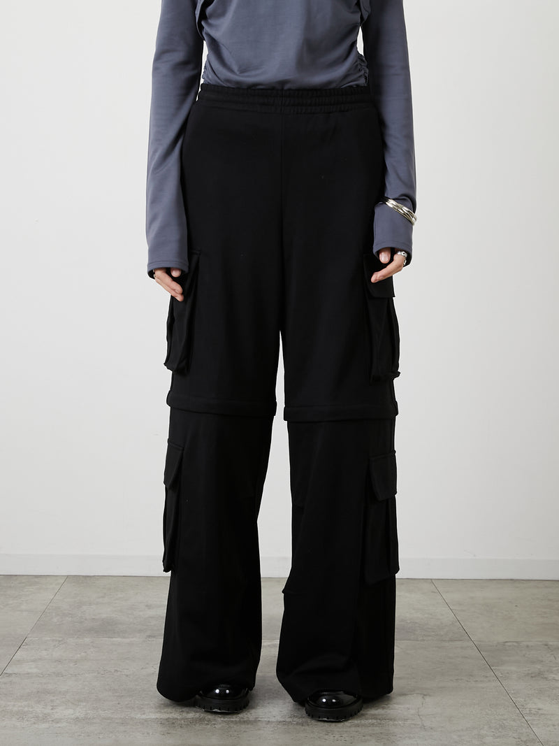 ZIP SWEAT CARGO PANTS / BLACK