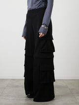 ZIP SWEAT CARGO PANTS / BLACK