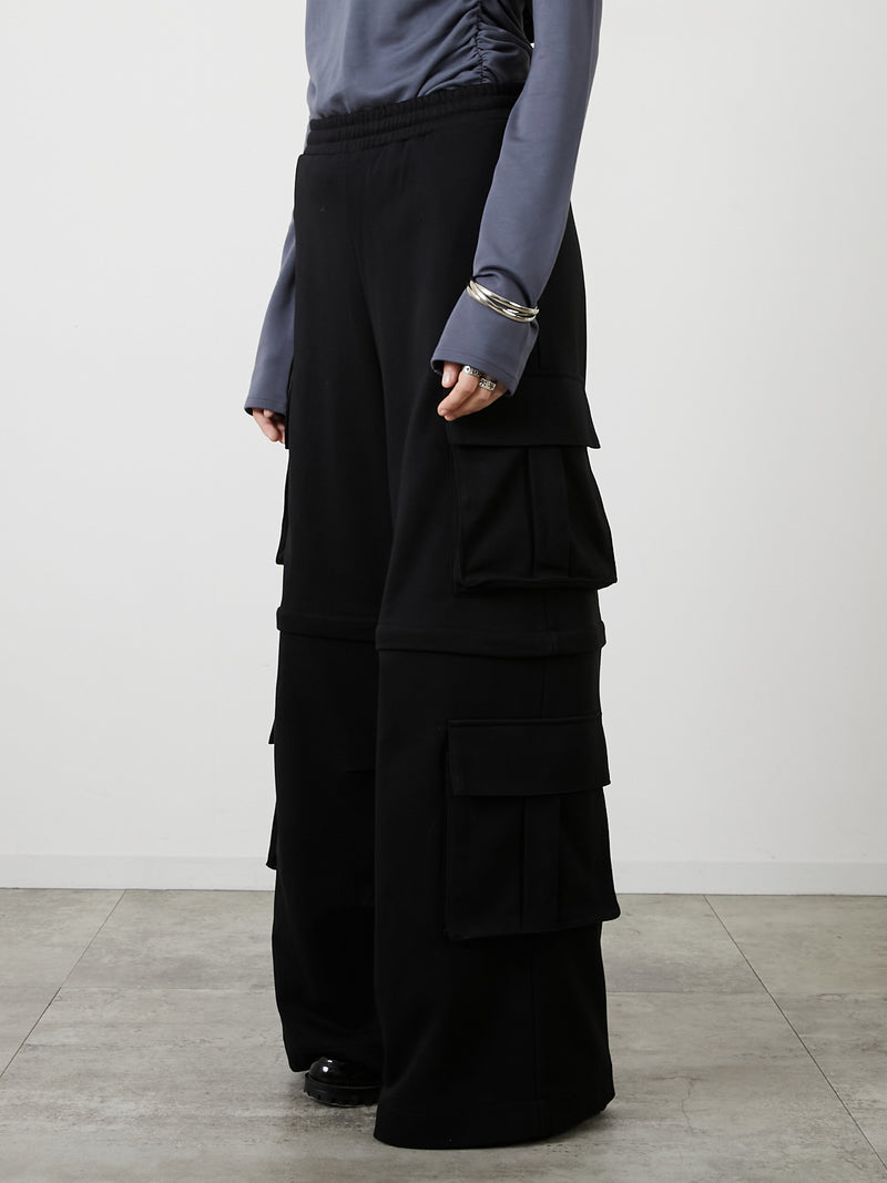 ZIP SWEAT CARGO PANTS / BLACK