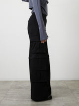 ZIP SWEAT CARGO PANTS / BLACK