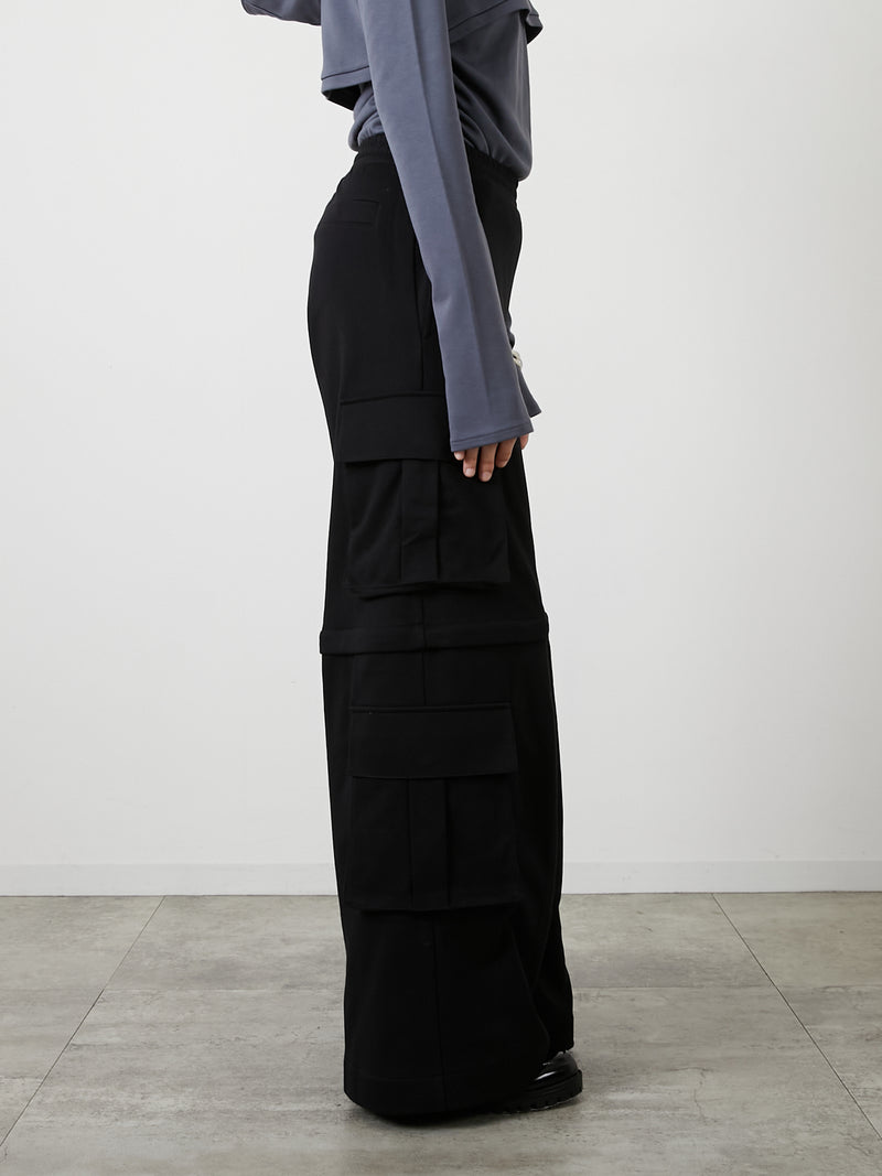 ZIP SWEAT CARGO PANTS / BLACK