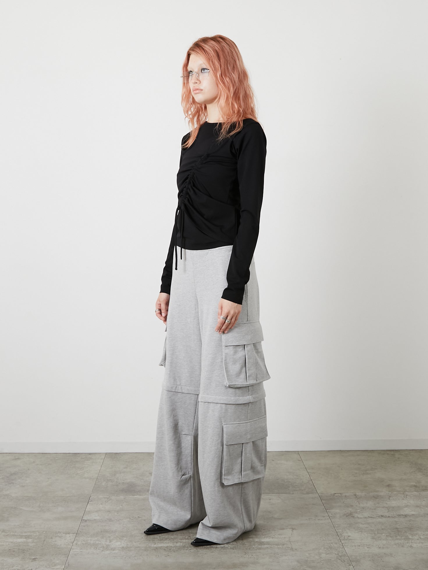 ZIP SWEAT CARGO PANTS / GRAY