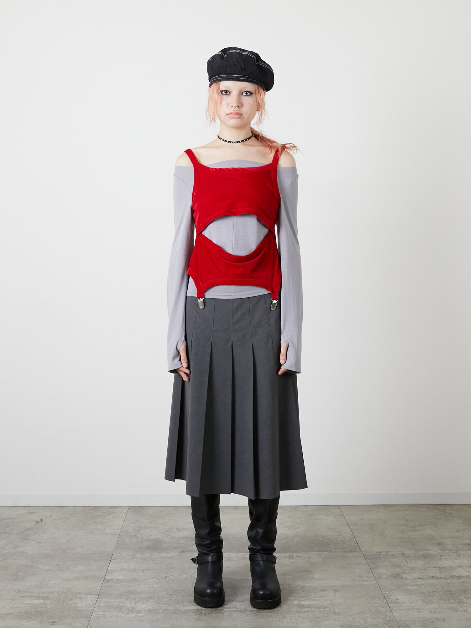 LAYRED TANK SELEEVE / RED
