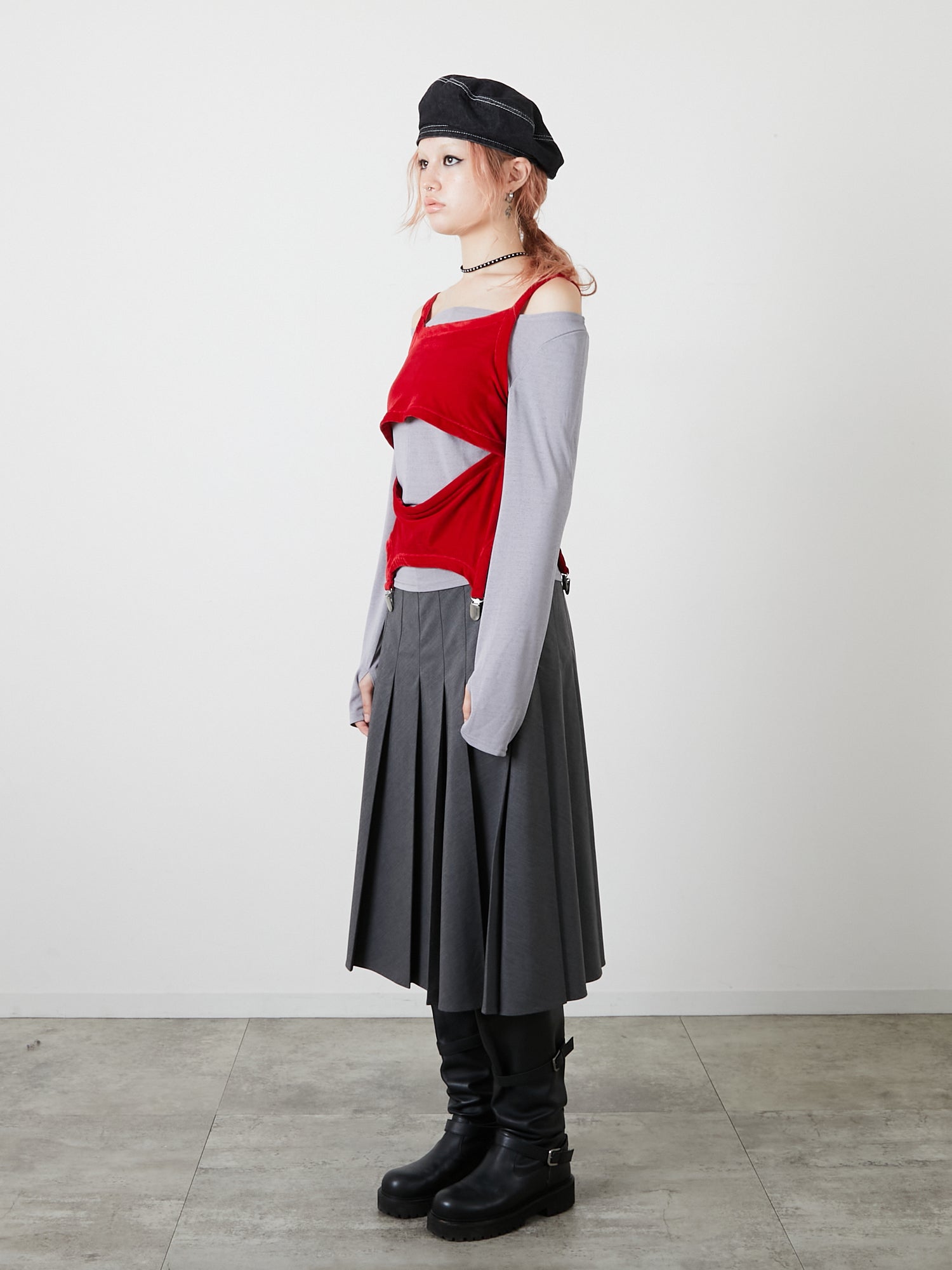 LAYRED TANK SELEEVE / RED
