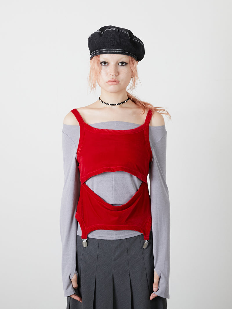 LAYRED TANK SELEEVE / RED