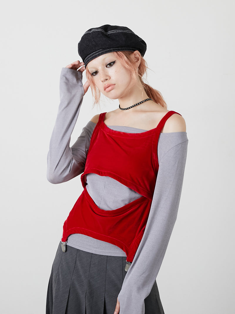 LAYRED TANK SELEEVE / RED