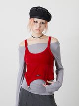 LAYRED TANK SELEEVE / RED
