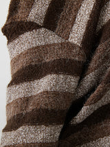 MUFFLER SET BORDER KNIT / BROWN