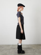 POCKET PLEATS SKIRT / BLACK