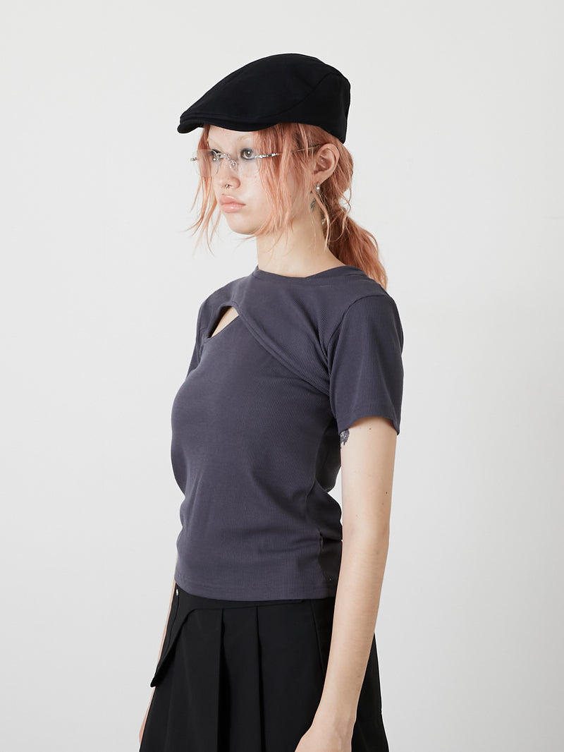 DESIGN OPEN TEE / CHARCOAL GRAY