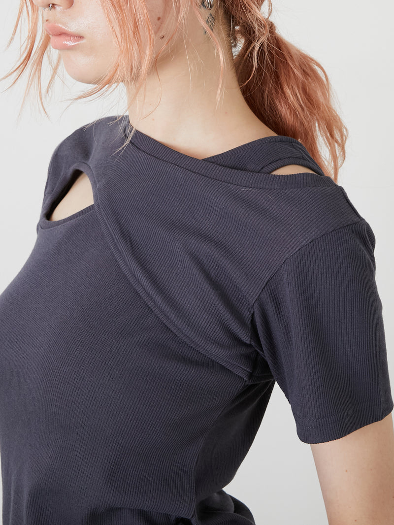 DESIGN OPEN TEE / CHARCOAL GRAY