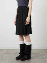 POCKET PLEATS SKIRT / BLACK
