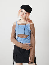 LAYRED TANK SELEEVE / BLUE