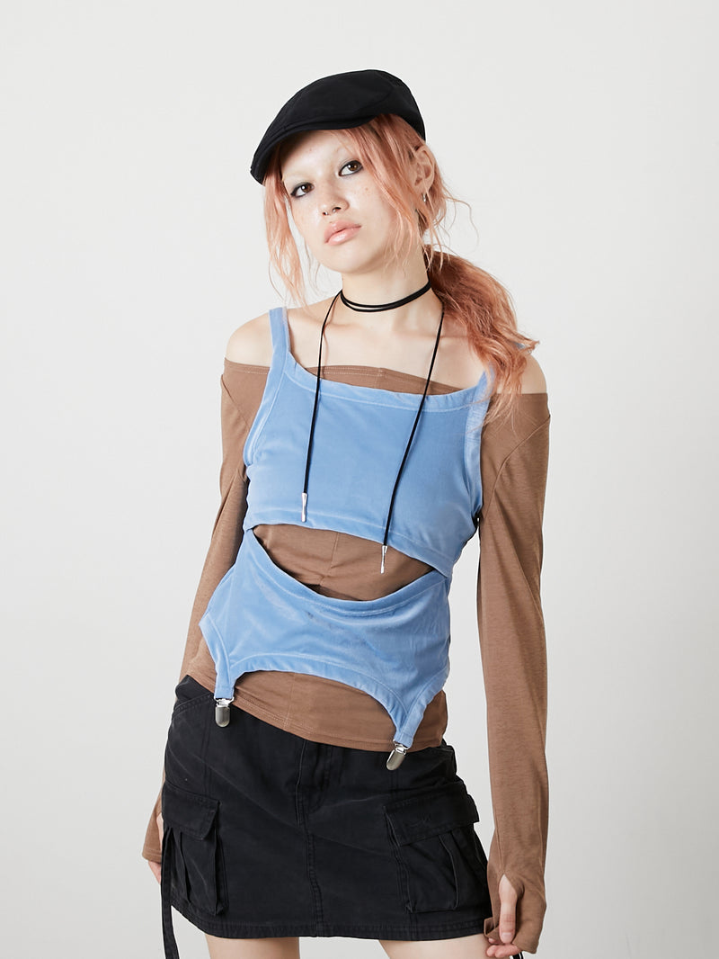 LAYRED TANK SELEEVE / BLUE